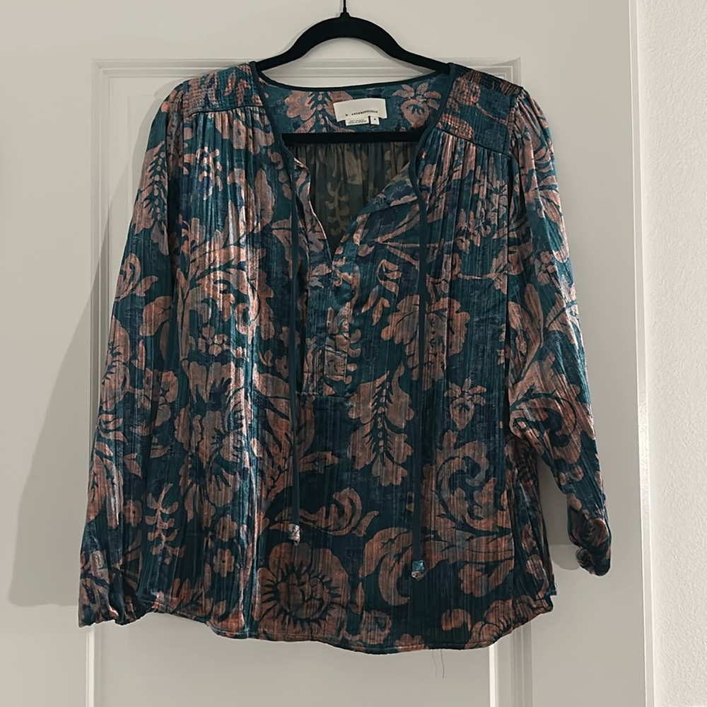Velvet Anthropologie Floral Blouse, Size M